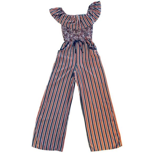 Women's Wide Leg Striped Jumpsuit | Romper Size Small - Picture 1 of 14